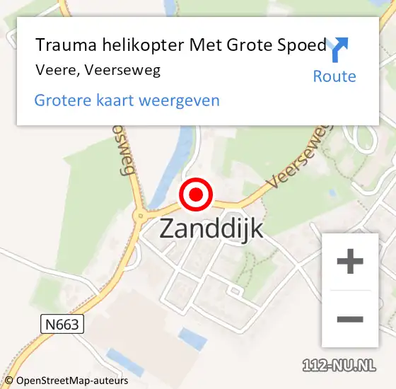 Locatie op kaart van de 112 melding: Trauma helikopter Met Grote Spoed Naar Veere, Veerseweg op 24 december 2023 22:25