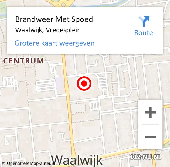 Locatie op kaart van de 112 melding: Brandweer Met Spoed Naar Waalwijk, Vredesplein op 24 december 2023 22:59