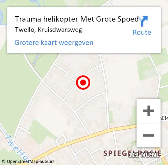 Locatie op kaart van de 112 melding: Trauma helikopter Met Grote Spoed Naar Twello, Kruisdwarsweg op 24 december 2023 23:00