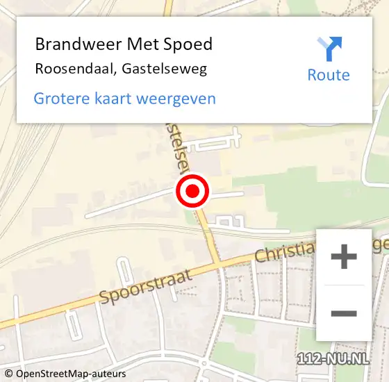 Locatie op kaart van de 112 melding: Brandweer Met Spoed Naar Roosendaal, Gastelseweg op 24 december 2023 23:40