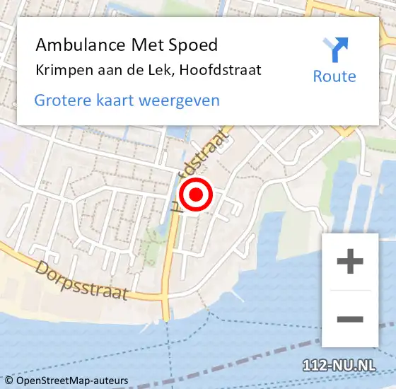 Locatie op kaart van de 112 melding: Ambulance Met Spoed Naar Krimpen aan de Lek, Hoofdstraat op 24 december 2023 23:47