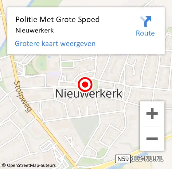Locatie op kaart van de 112 melding: Politie Met Grote Spoed Naar Nieuwerkerk op 25 december 2023 01:37