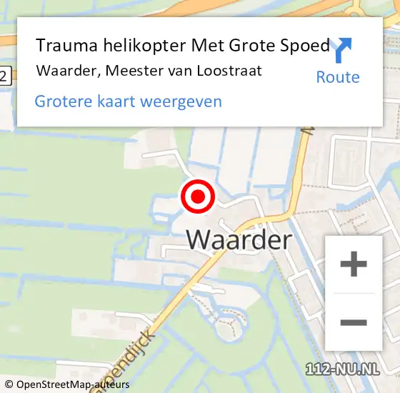 Locatie op kaart van de 112 melding: Trauma helikopter Met Grote Spoed Naar Waarder, Meester van Loostraat op 25 december 2023 04:22