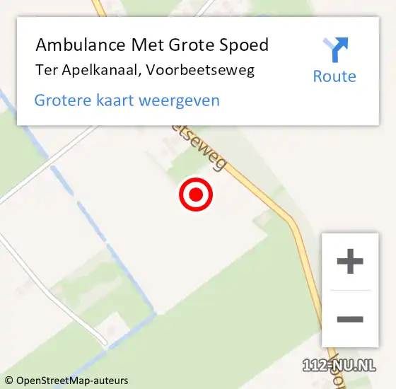 Locatie op kaart van de 112 melding: Ambulance Met Grote Spoed Naar Ter Apelkanaal, Voorbeetseweg op 25 december 2023 04:27