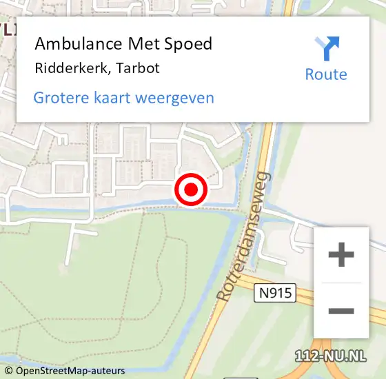 Locatie op kaart van de 112 melding: Ambulance Met Spoed Naar Ridderkerk, Tarbot op 25 december 2023 05:25