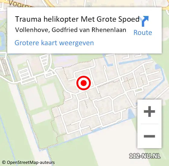 Locatie op kaart van de 112 melding: Trauma helikopter Met Grote Spoed Naar Vollenhove, Godfried van Rhenenlaan op 25 december 2023 05:37