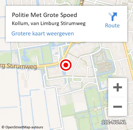 Locatie op kaart van de 112 melding: Politie Met Grote Spoed Naar Kollum, van Limburg Stirumweg op 25 december 2023 07:10