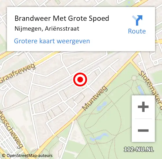 Locatie op kaart van de 112 melding: Brandweer Met Grote Spoed Naar Nijmegen, Ariënsstraat op 25 december 2023 07:20