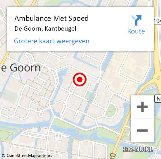 Locatie op kaart van de 112 melding: Ambulance Met Spoed Naar De Goorn, Kantbeugel op 25 december 2023 07:49