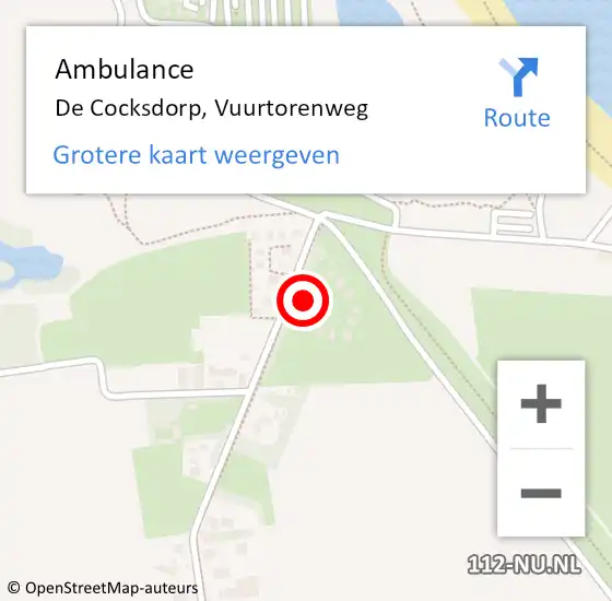 Locatie op kaart van de 112 melding: Ambulance De Cocksdorp, Vuurtorenweg op 25 december 2023 08:26