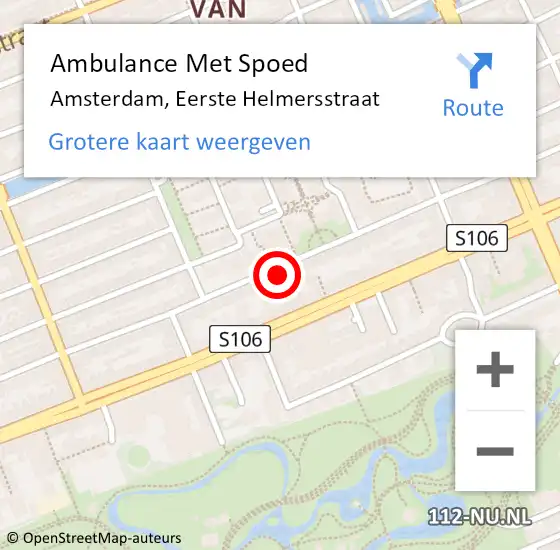 Locatie op kaart van de 112 melding: Ambulance Met Spoed Naar Amsterdam, Eerste Helmersstraat op 25 december 2023 10:09