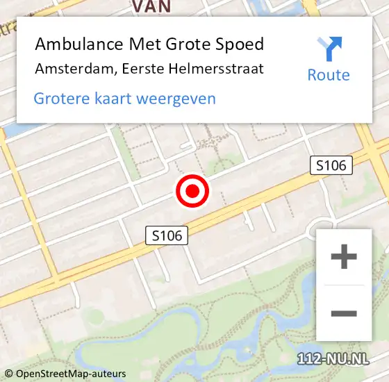 Locatie op kaart van de 112 melding: Ambulance Met Grote Spoed Naar Amsterdam, Eerste Helmersstraat op 25 december 2023 10:11
