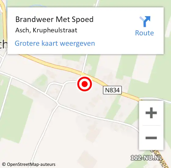 Locatie op kaart van de 112 melding: Brandweer Met Spoed Naar Asch, Krupheulstraat op 25 december 2023 10:18