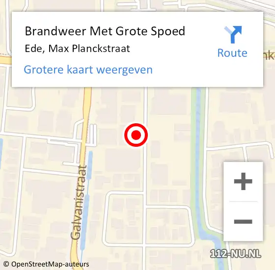 Locatie op kaart van de 112 melding: Brandweer Met Grote Spoed Naar Ede, Max Planckstraat op 25 december 2023 10:25