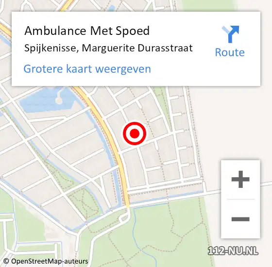Locatie op kaart van de 112 melding: Ambulance Met Spoed Naar Spijkenisse, Marguerite Durasstraat op 25 december 2023 10:59