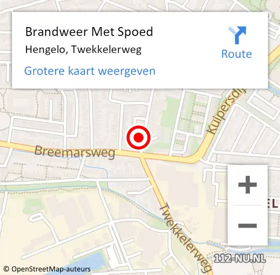 Locatie op kaart van de 112 melding: Brandweer Met Spoed Naar Hengelo, Twekkelerweg op 25 december 2023 11:24