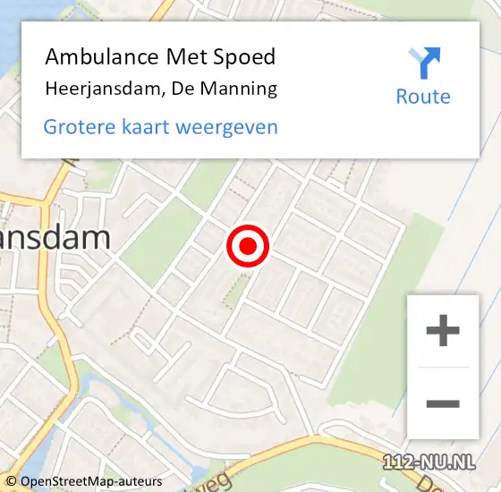 Locatie op kaart van de 112 melding: Ambulance Met Spoed Naar Heerjansdam, De Manning op 25 december 2023 11:51