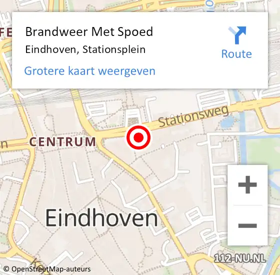 Locatie op kaart van de 112 melding: Brandweer Met Spoed Naar Eindhoven, Stationsplein op 25 december 2023 12:25