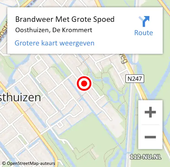 Locatie op kaart van de 112 melding: Brandweer Met Grote Spoed Naar Oosthuizen, De Krommert op 25 december 2023 12:35