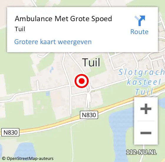 Locatie op kaart van de 112 melding: Ambulance Met Grote Spoed Naar Tuil op 25 december 2023 12:43