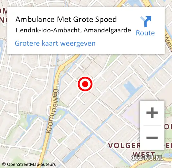 Locatie op kaart van de 112 melding: Ambulance Met Grote Spoed Naar Hendrik-Ido-Ambacht, Amandelgaarde op 25 december 2023 13:08