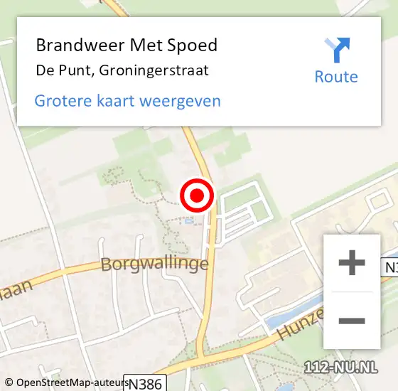 Locatie op kaart van de 112 melding: Brandweer Met Spoed Naar De Punt, Groningerstraat op 25 december 2023 13:20