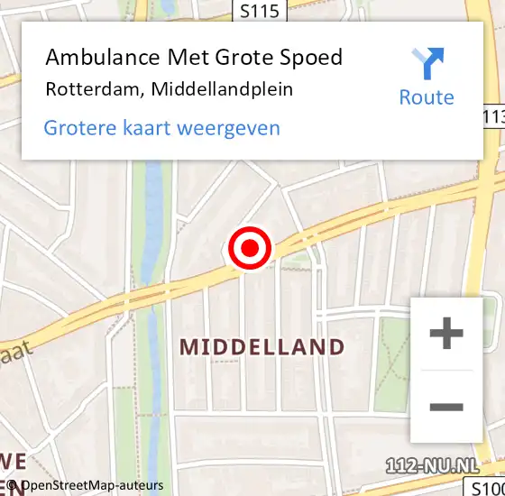 Locatie op kaart van de 112 melding: Ambulance Met Grote Spoed Naar Rotterdam, Middellandplein op 25 december 2023 13:20
