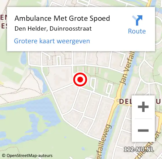 Locatie op kaart van de 112 melding: Ambulance Met Grote Spoed Naar Den Helder, Duinroosstraat op 25 december 2023 13:47