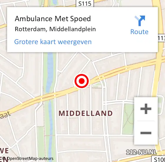 Locatie op kaart van de 112 melding: Ambulance Met Spoed Naar Rotterdam, Middellandplein op 25 december 2023 13:51