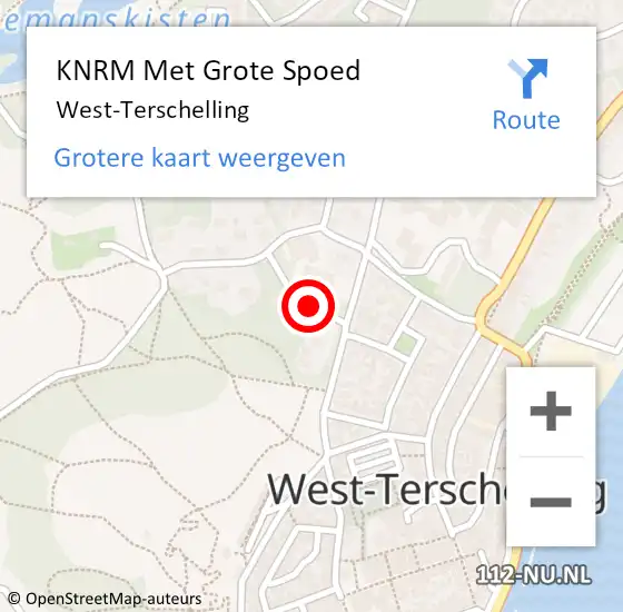 Locatie op kaart van de 112 melding: KNRM Met Grote Spoed Naar West-Terschelling op 25 december 2023 14:35