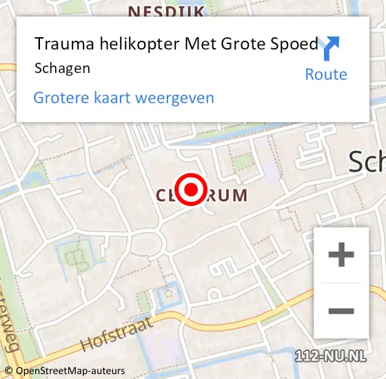 Locatie op kaart van de 112 melding: Trauma helikopter Met Grote Spoed Naar Schagen op 25 december 2023 14:53