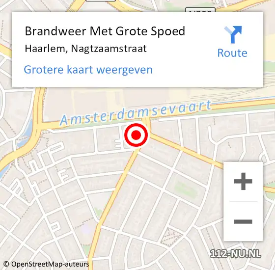 Locatie op kaart van de 112 melding: Brandweer Met Grote Spoed Naar Haarlem, Nagtzaamstraat op 25 december 2023 16:58