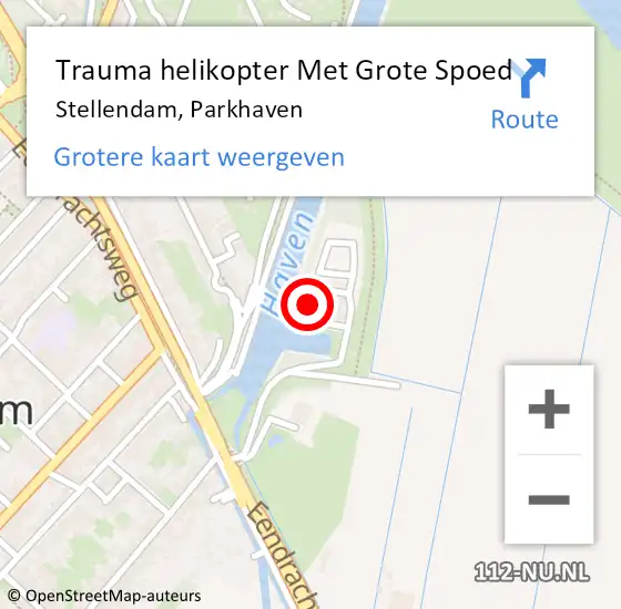 Locatie op kaart van de 112 melding: Trauma helikopter Met Grote Spoed Naar Stellendam, Parkhaven op 25 december 2023 18:09