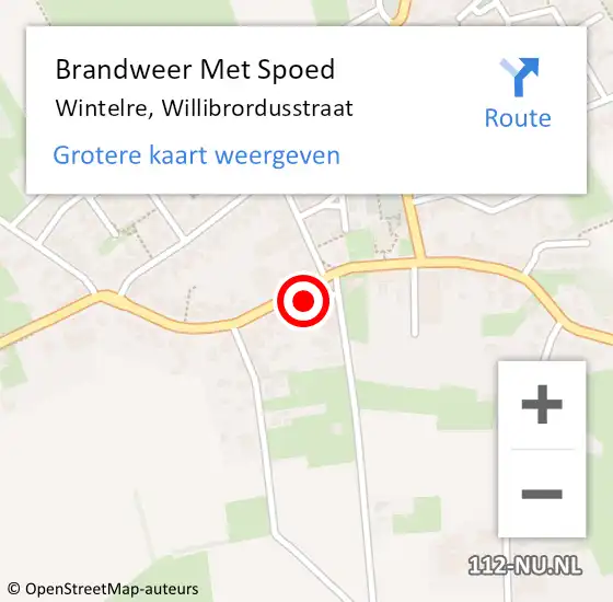 Locatie op kaart van de 112 melding: Brandweer Met Spoed Naar Wintelre, Willibrordusstraat op 25 december 2023 18:13