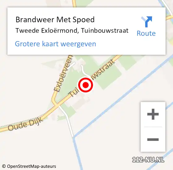 Locatie op kaart van de 112 melding: Brandweer Met Spoed Naar Tweede Exloërmond, Tuinbouwstraat op 25 december 2023 18:35