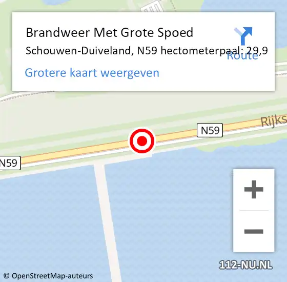 Locatie op kaart van de 112 melding: Brandweer Met Grote Spoed Naar Schouwen-Duiveland, N59 hectometerpaal: 29,9 op 25 december 2023 19:15
