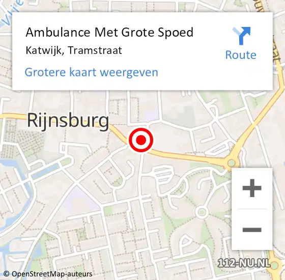 Locatie op kaart van de 112 melding: Ambulance Met Grote Spoed Naar Katwijk, Tramstraat op 25 december 2023 19:19