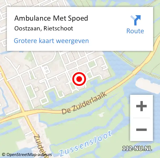 Locatie op kaart van de 112 melding: Ambulance Met Spoed Naar Oostzaan, Rietschoot op 25 december 2023 19:28