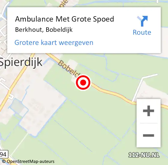 Locatie op kaart van de 112 melding: Ambulance Met Grote Spoed Naar Berkhout, Bobeldijk op 25 december 2023 19:37