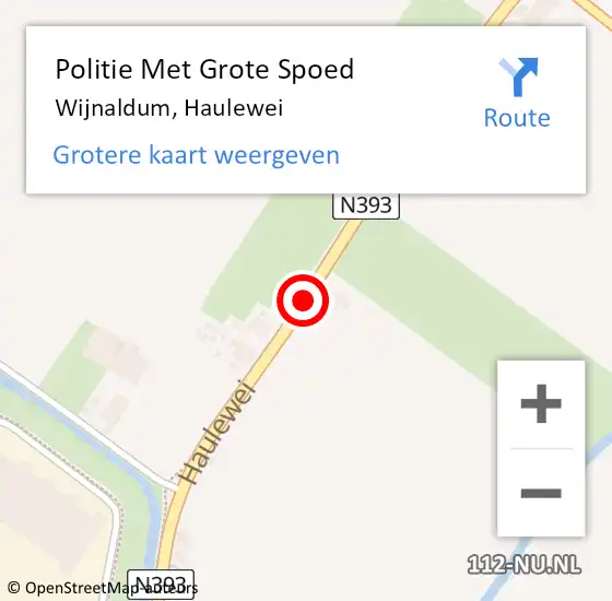 Locatie op kaart van de 112 melding: Politie Met Grote Spoed Naar Wijnaldum, Haulewei op 25 december 2023 20:37