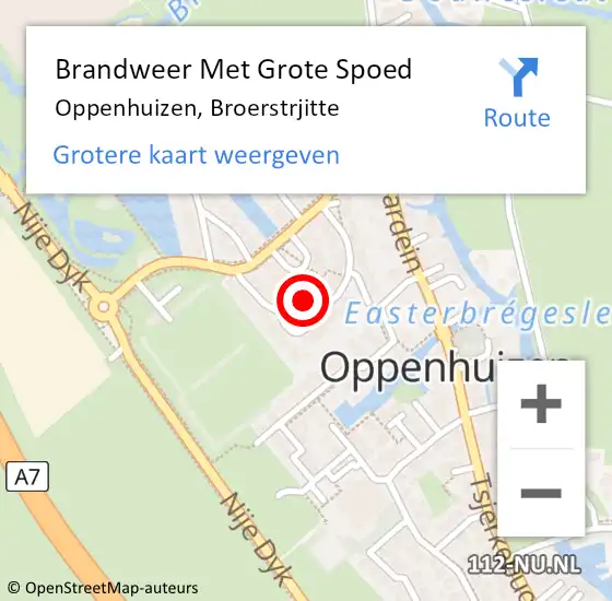 Locatie op kaart van de 112 melding: Brandweer Met Grote Spoed Naar Oppenhuizen, Broerstrjitte op 25 december 2023 20:51
