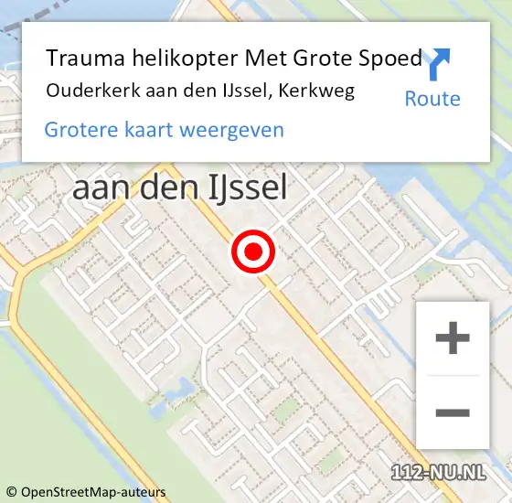 Locatie op kaart van de 112 melding: Trauma helikopter Met Grote Spoed Naar Ouderkerk aan den IJssel, Kerkweg op 25 december 2023 20:55