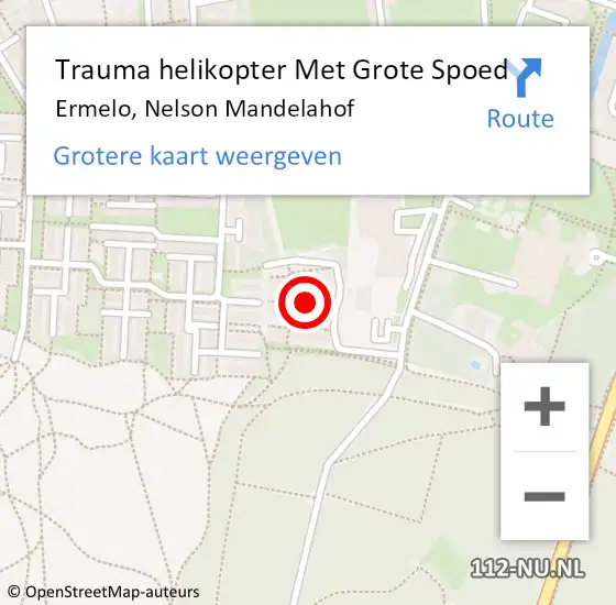 Locatie op kaart van de 112 melding: Trauma helikopter Met Grote Spoed Naar Ermelo, Nelson Mandelahof op 25 december 2023 21:02