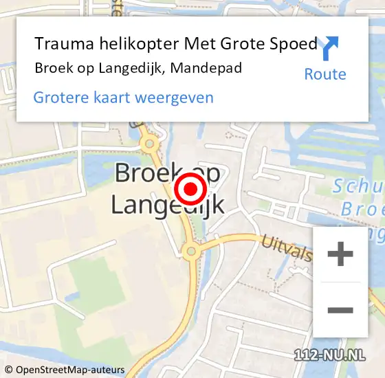 Locatie op kaart van de 112 melding: Trauma helikopter Met Grote Spoed Naar Broek op Langedijk, Mandepad op 25 december 2023 21:10
