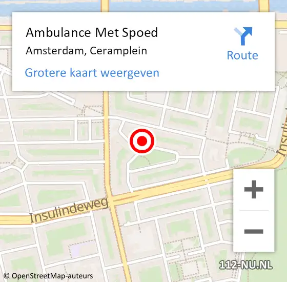 Locatie op kaart van de 112 melding: Ambulance Met Spoed Naar Amsterdam, Ceramplein op 25 december 2023 21:11