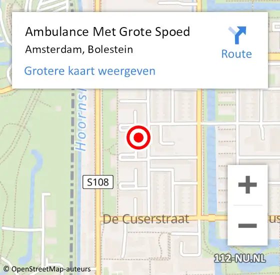 Locatie op kaart van de 112 melding: Ambulance Met Grote Spoed Naar Amsterdam, Bolestein op 25 december 2023 21:53
