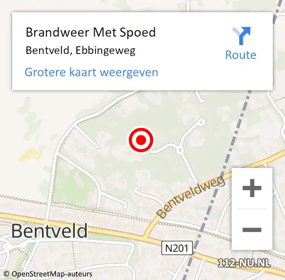 Locatie op kaart van de 112 melding: Brandweer Met Spoed Naar Bentveld, Ebbingeweg op 25 december 2023 23:09