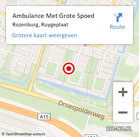 Locatie op kaart van de 112 melding: Ambulance Met Grote Spoed Naar Rozenburg, Ruygeplaat op 25 december 2023 23:16