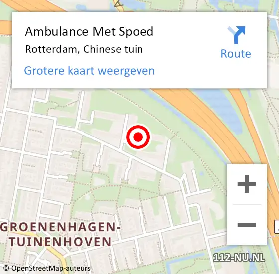 Locatie op kaart van de 112 melding: Ambulance Met Spoed Naar Rotterdam, Chinese tuin op 26 december 2023 00:14