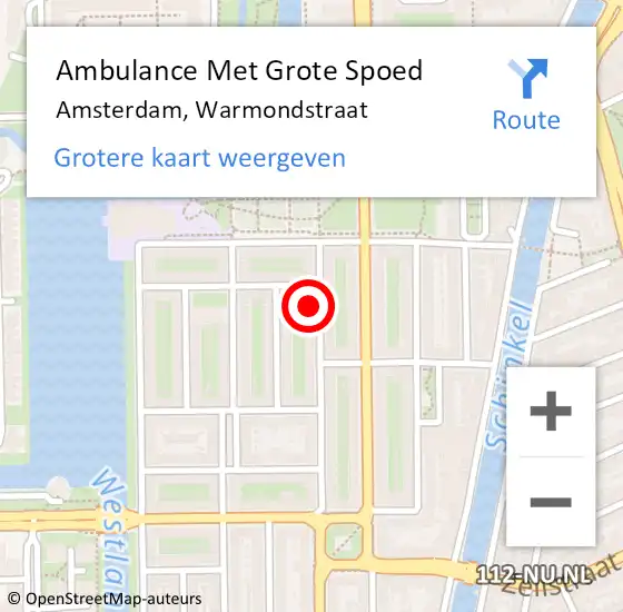 Locatie op kaart van de 112 melding: Ambulance Met Grote Spoed Naar Amsterdam, Warmondstraat op 26 december 2023 01:23